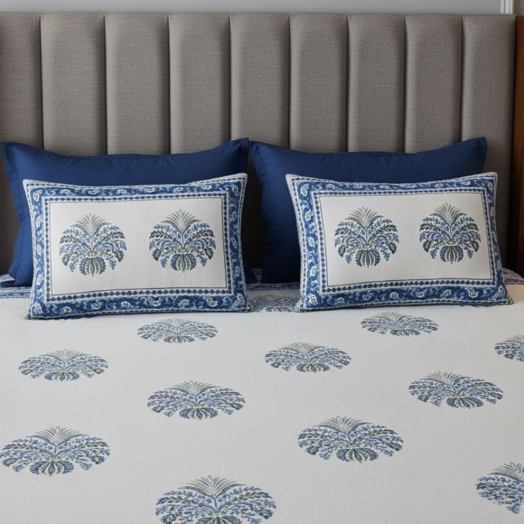 The Blue Pumpkin Hand Block Print Double Bedsheet